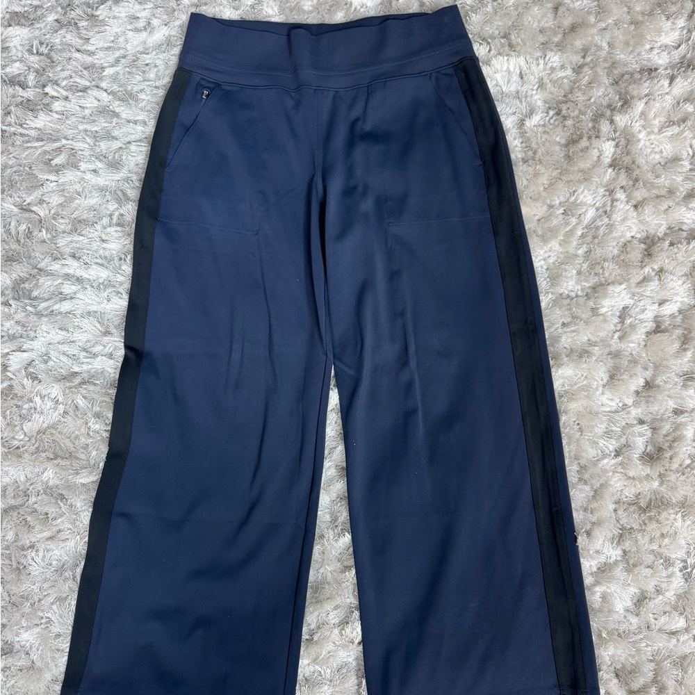 Athleta Venice Color Block Wide Leg Navy with Black Strip Pants - Picture 6 of 6